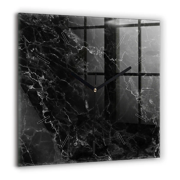 Szögletes üvegóra 60x60 Sötét márvány