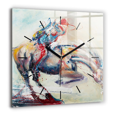 Szögletes fali üvegóra 60x60 Galoppozó lovak ábrázolása