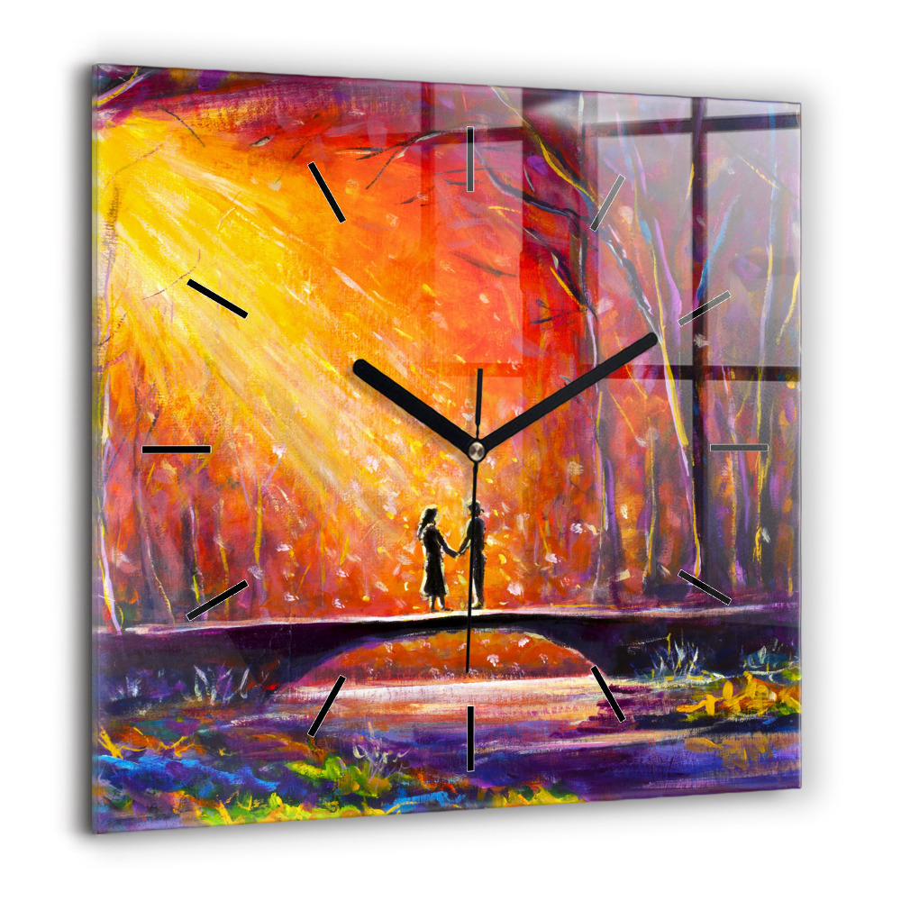 Négyzetes üvegóra 60x60 Pár az erdőben