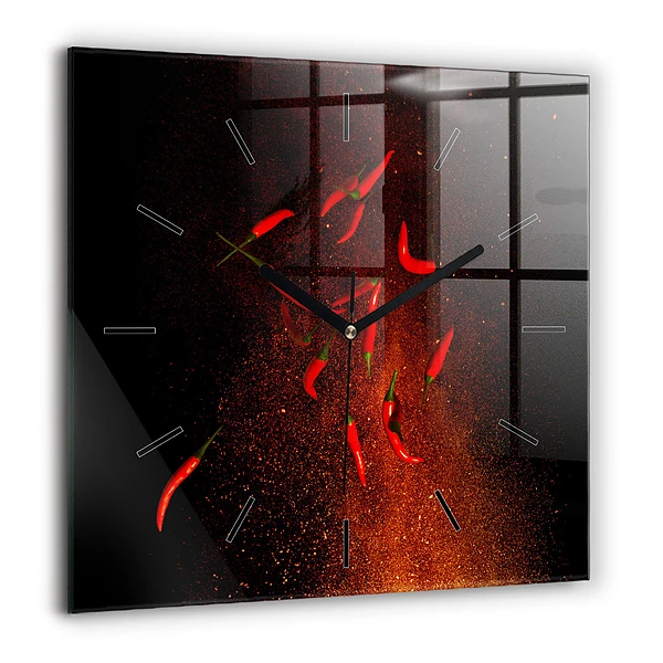 Szögletes fali üvegóra 60x60 Chilipaprika