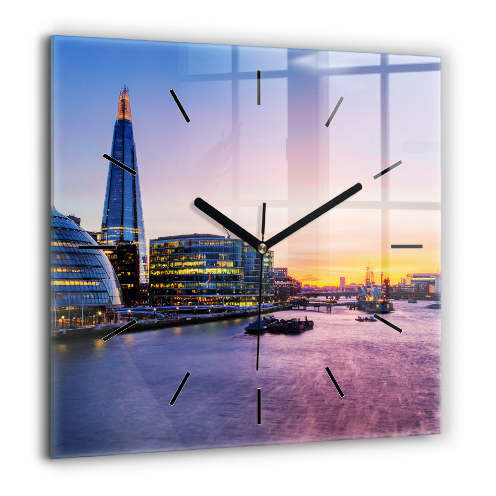 Négyzet alakú üvegóra 60x60 London látképe
