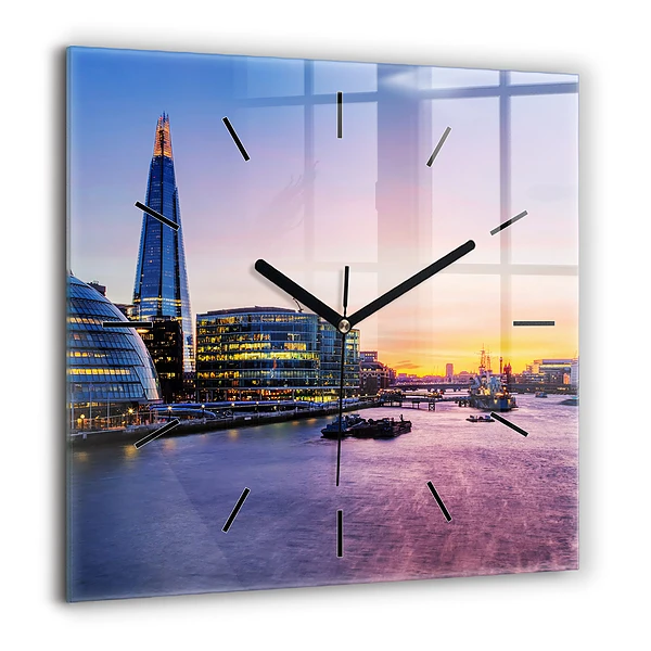 Négyzet alakú üvegóra 60x60 London látképe