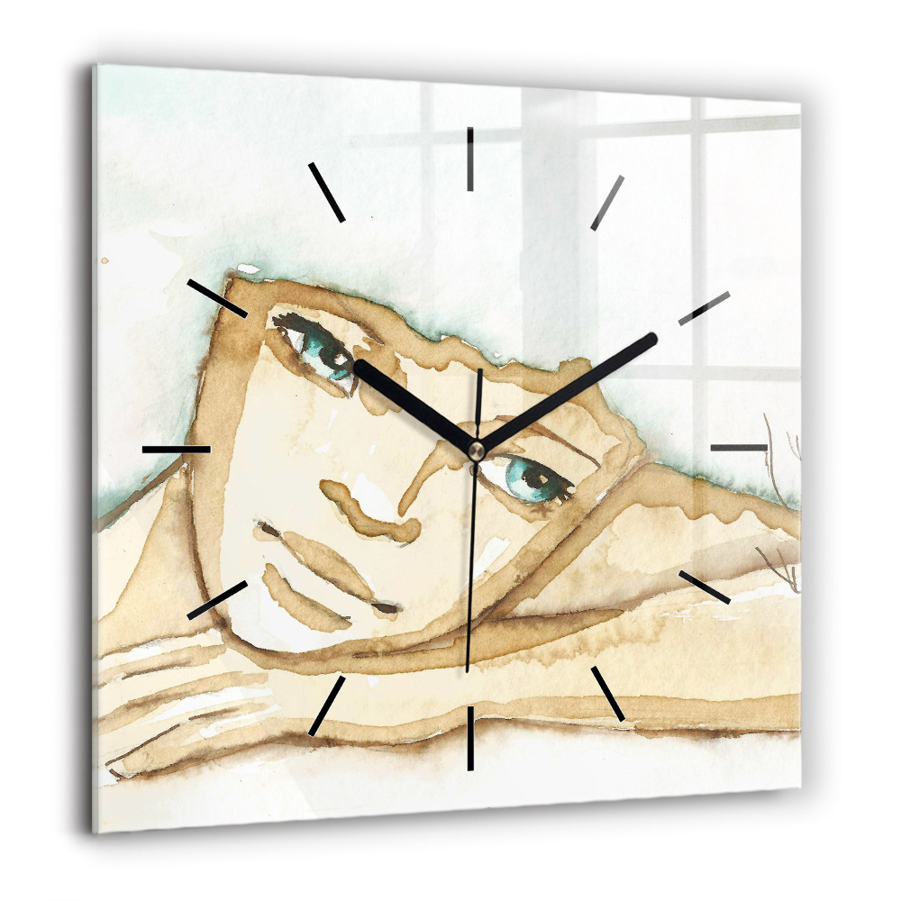 Négyzetes üvegóra 60x60 Női portré