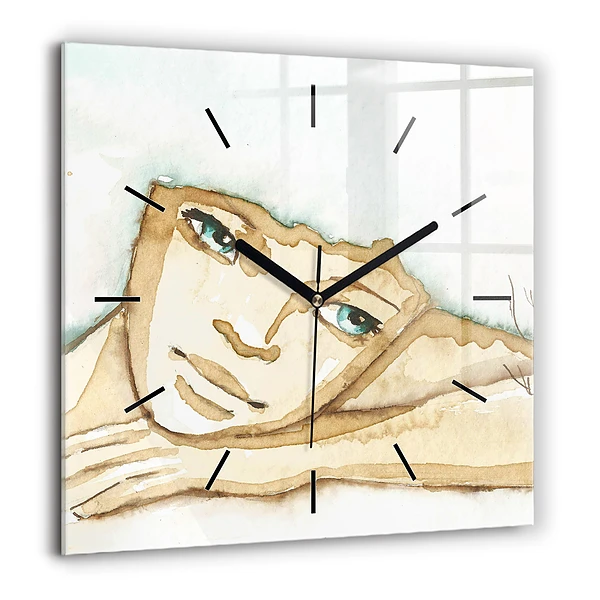 Négyzetes üvegóra 60x60 Női portré