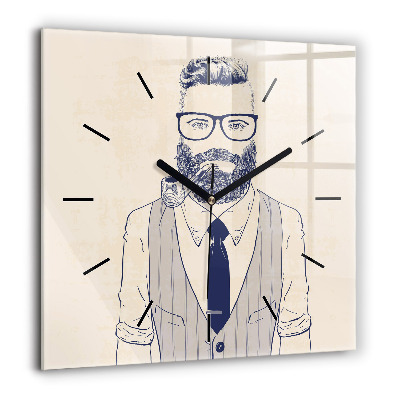 Négyzet alakú üvegóra 60x60 Szakállas férfi