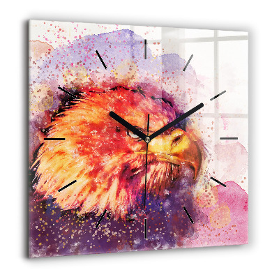 Négyzet alakú üvegóra 60x60 Akvarell sas