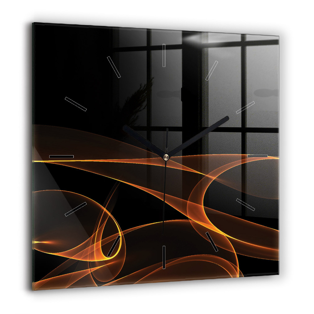 Szögletes üvegóra 60x60 Narancssárga vonalak