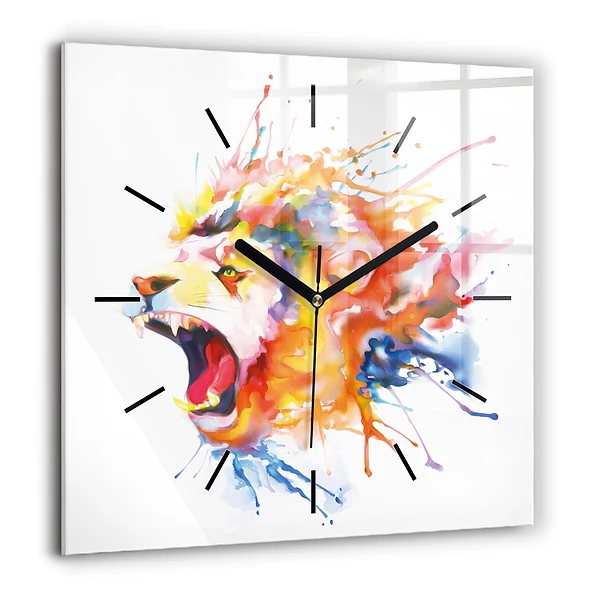 Szögletes fali üvegóra 60x60 Oroszlán - akvarell