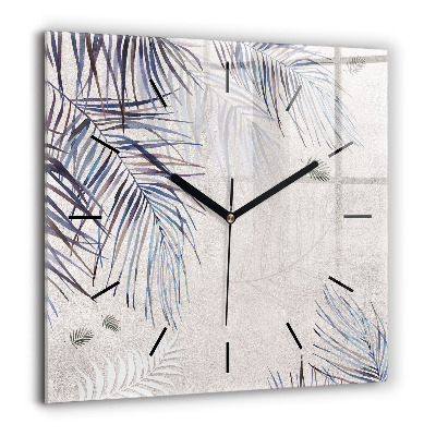 Négyzetes üvegóra 60x60 Pálmalevél