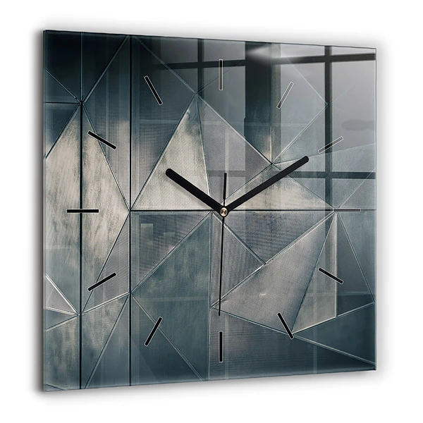 Szögletes üvegóra 60x60 Fém absztrakt háromszögek