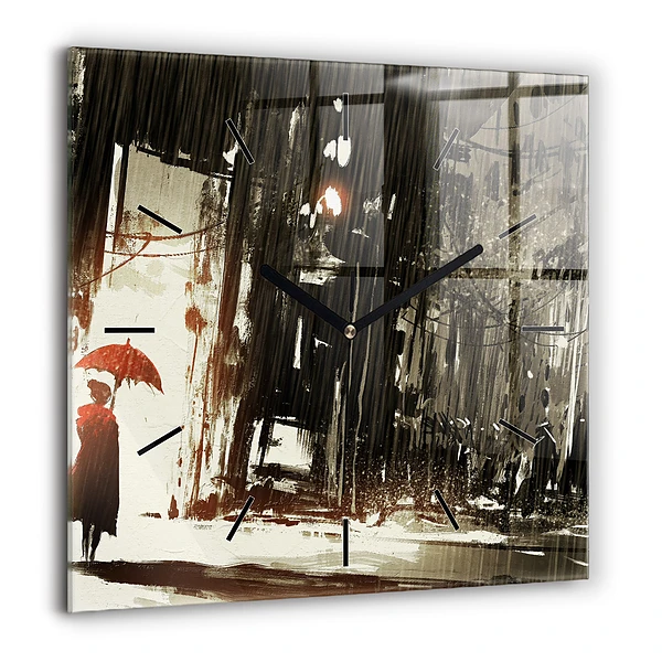 Négyzet alakú üvegóra 60x60 Nő esős éjszakában
