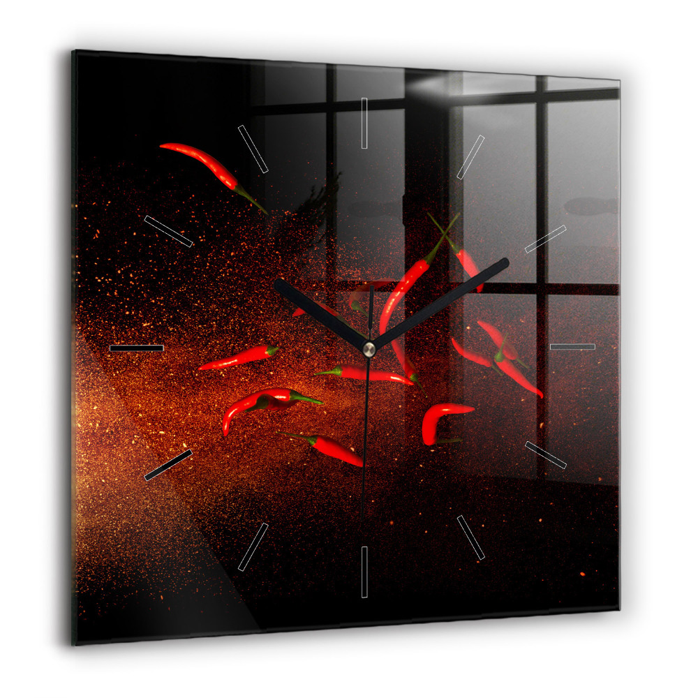 Szögletes üvegóra 60x60 Chilipaprika