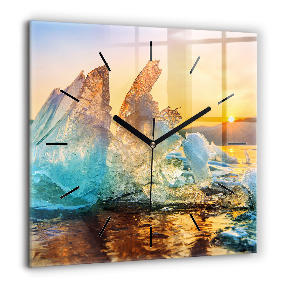 Szögletes fali üvegóra 60x60 Jéghegy és napfelkelte