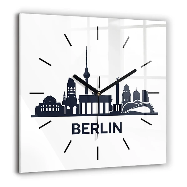 Négyzetes üvegóra 60x60 Berlin városának illusztrációja