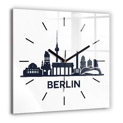 Négyzetes üvegóra 60x60 Berlin városának illusztrációja