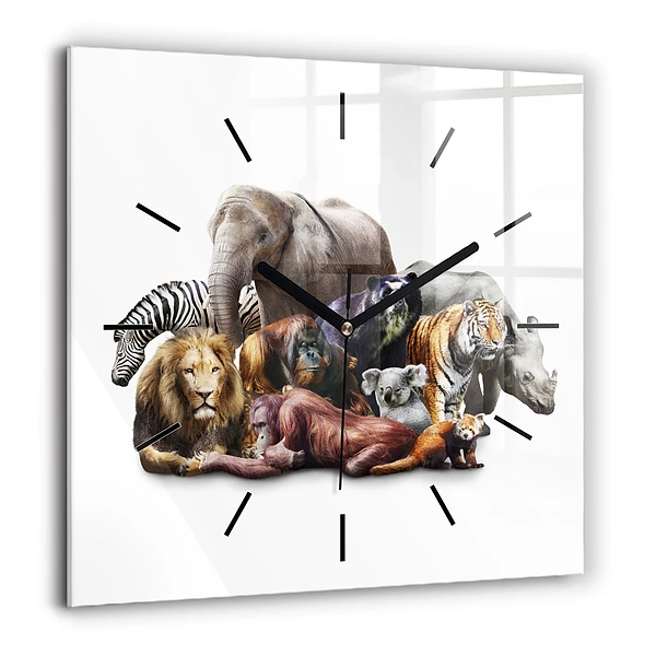 Szögletes fali üvegóra 60x60 Vadállatok