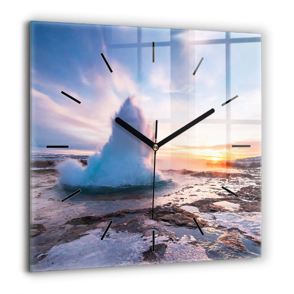 Szögletes üvegóra 60x60 Gejzír Izland szigetén