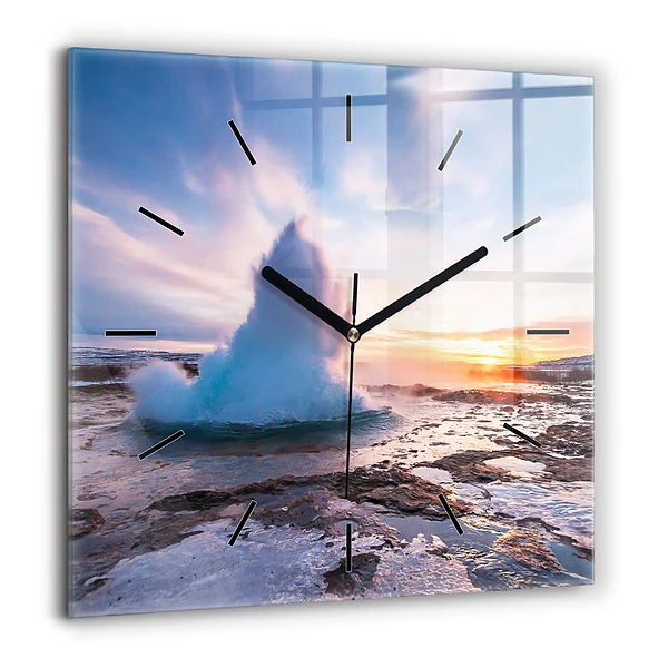 Szögletes üvegóra 60x60 Gejzír Izland szigetén