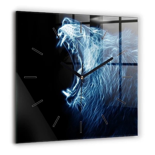 Szögletes fali üvegóra 60x60 Vad oroszlán