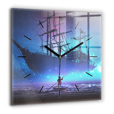 Négyzetes üvegóra 60x60 Vitorlás fantázia