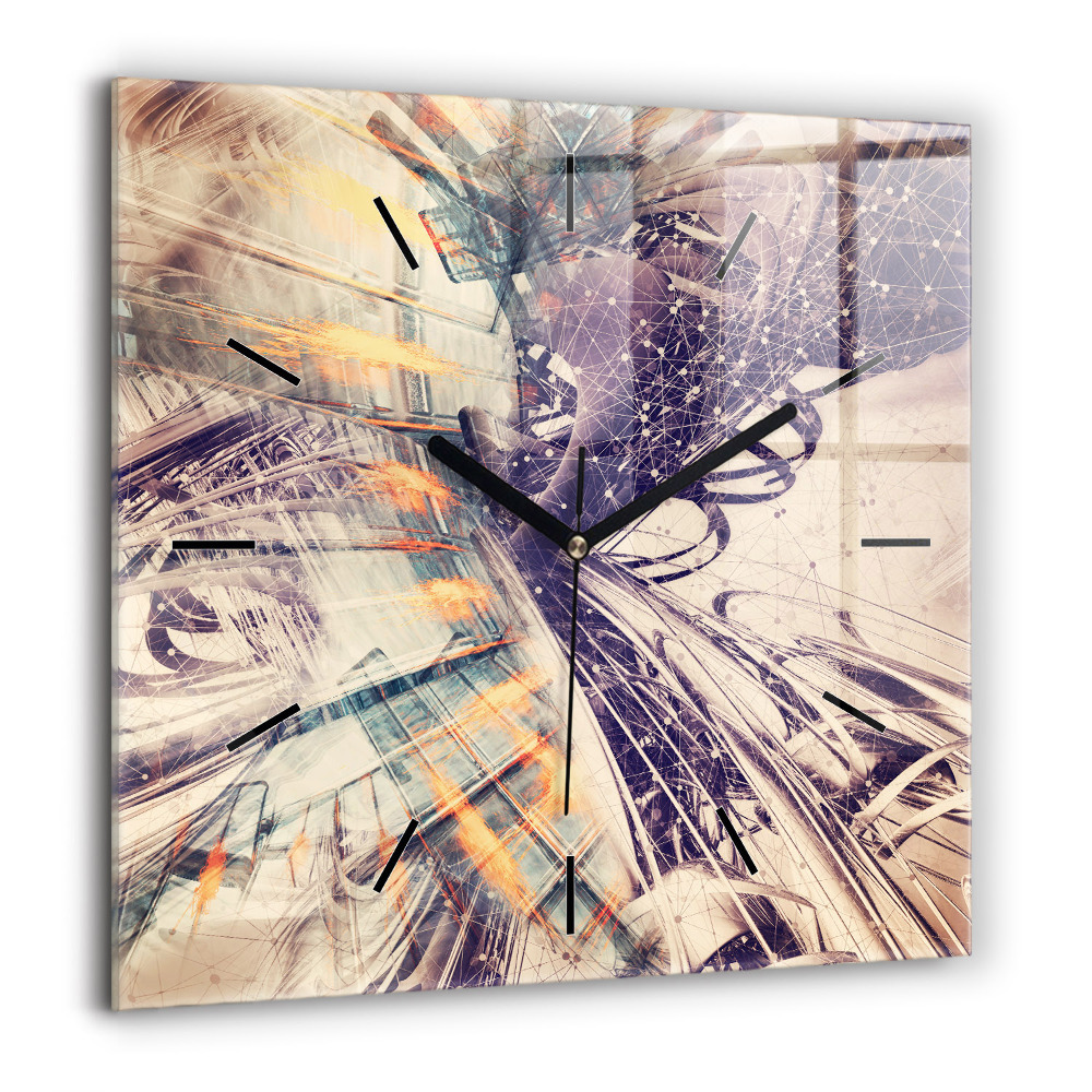 Szögletes üvegóra 60x60 Absztrakt mechanizmus