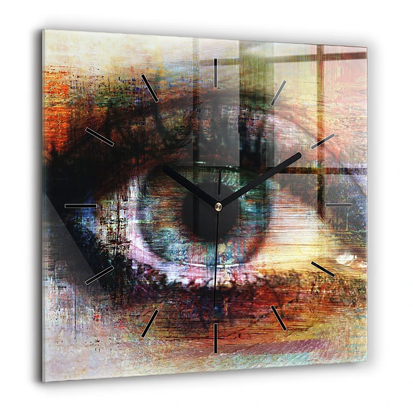 Szögletes üvegóra 60x60 Street art Eye