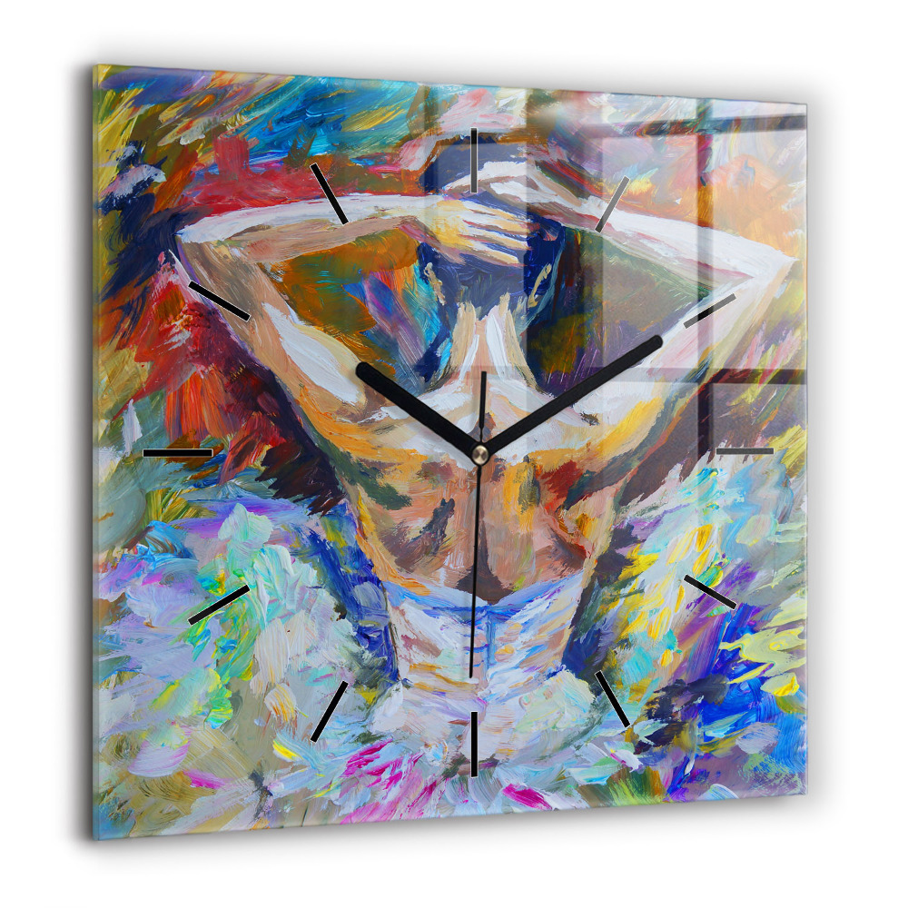 Szögletes üvegóra 60x60 Festett balerina