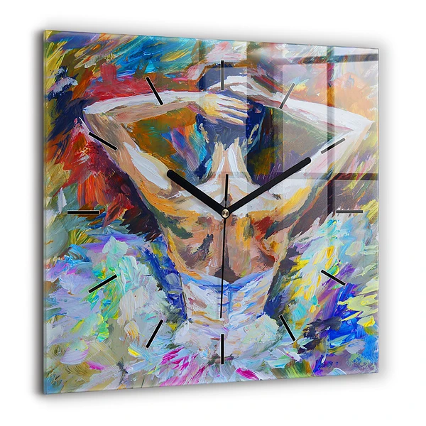 Szögletes üvegóra 60x60 Festett balerina