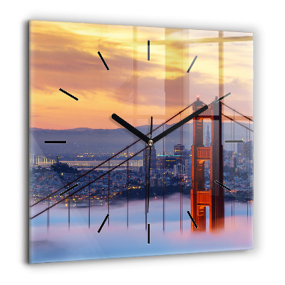 Négyzet alakú üvegóra 60x60 San Francisco híd