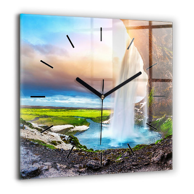 Négyzetes üvegóra 60x60 Vízesés Izlandon