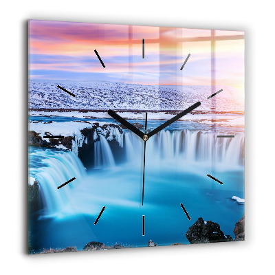 Szögletes fali üvegóra 60x60 Godafoss vízesés Izland