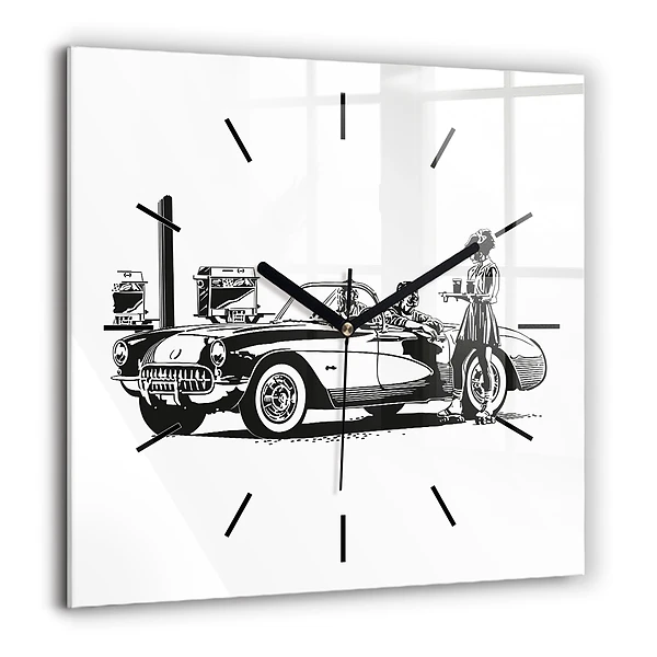 Szögletes fali üvegóra 60x60 Retro illusztráció