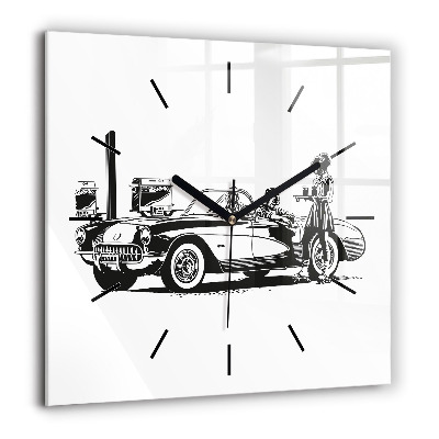 Szögletes fali üvegóra 60x60 Retro illusztráció