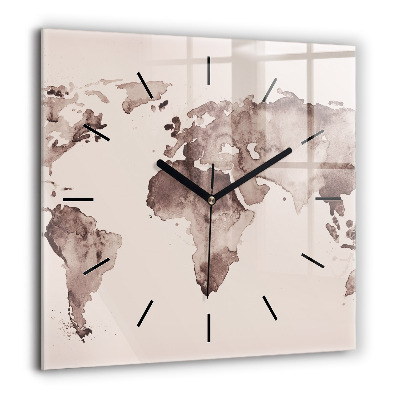 Szögletes fali üvegóra 60x60 Akvarell világtérkép