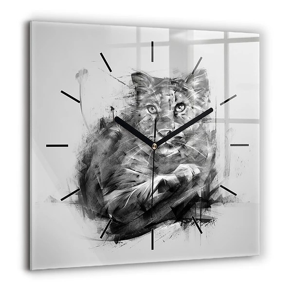 Szögletes fali üvegóra 60x60 Festett oroszlán