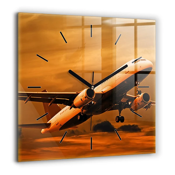 Szögletes üvegóra 60x60 Repülőgépes utazás