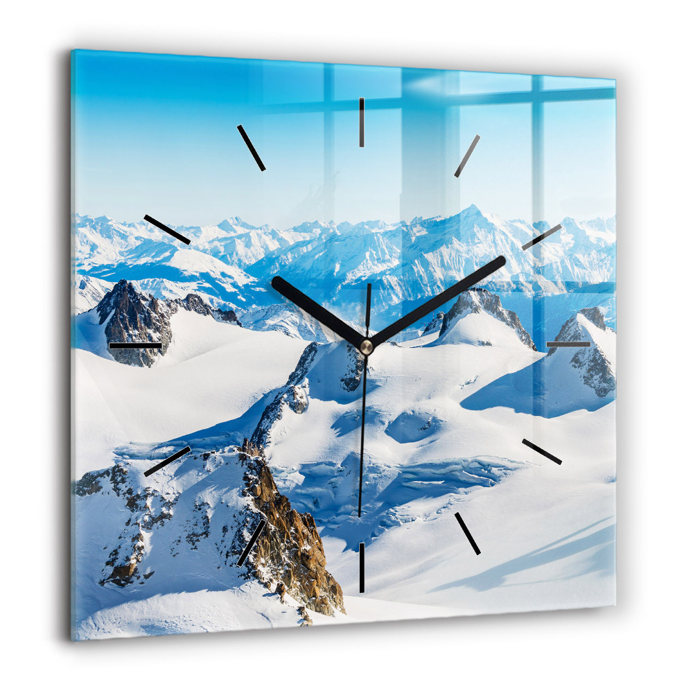 Szögletes üvegóra 60x60 Síelő az Alpokban