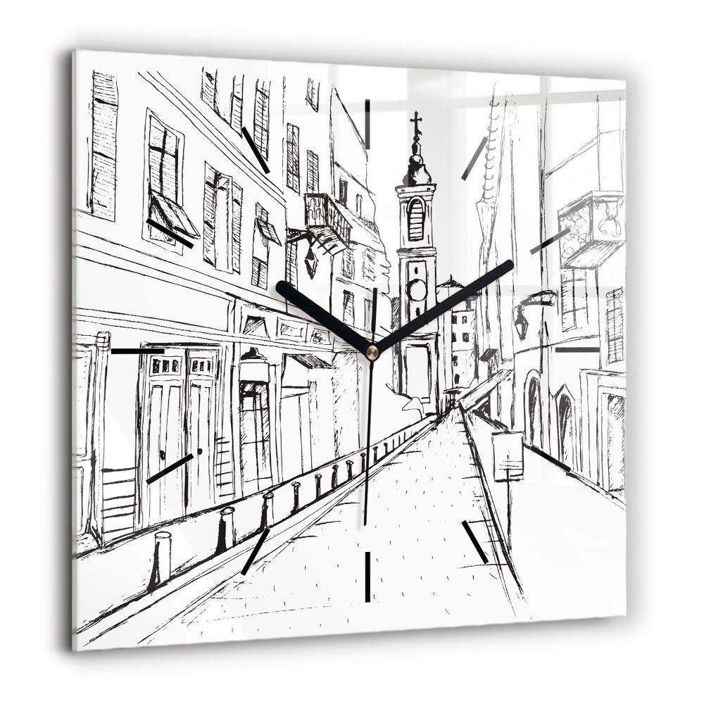 Négyzet alakú üvegóra 60x60 Város rajz Provence