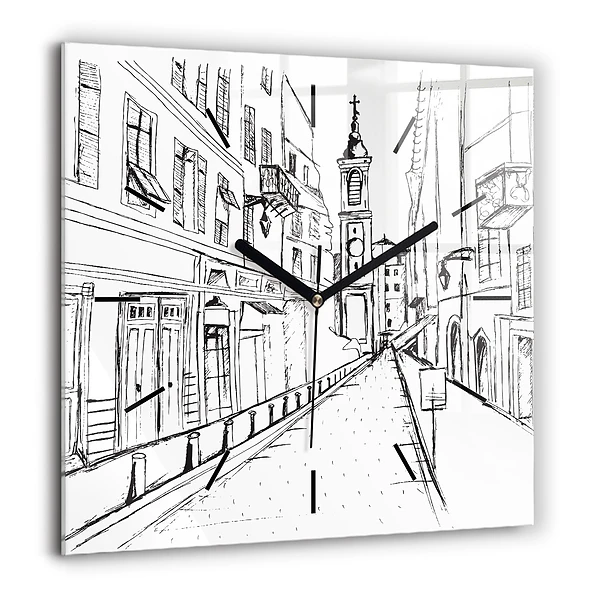 Négyzet alakú üvegóra 60x60 Város rajz Provence