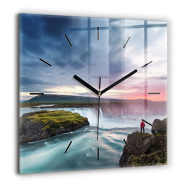Szögletes fali üvegóra 60x60 Tájkép vízeséssel