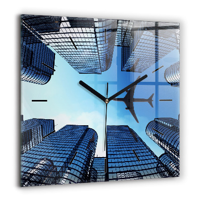 Szögletes üvegóra 60x60 Repülőgép épületek felett