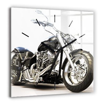 Szögletes fali üvegóra 60x60 Fekete motorkerékpár