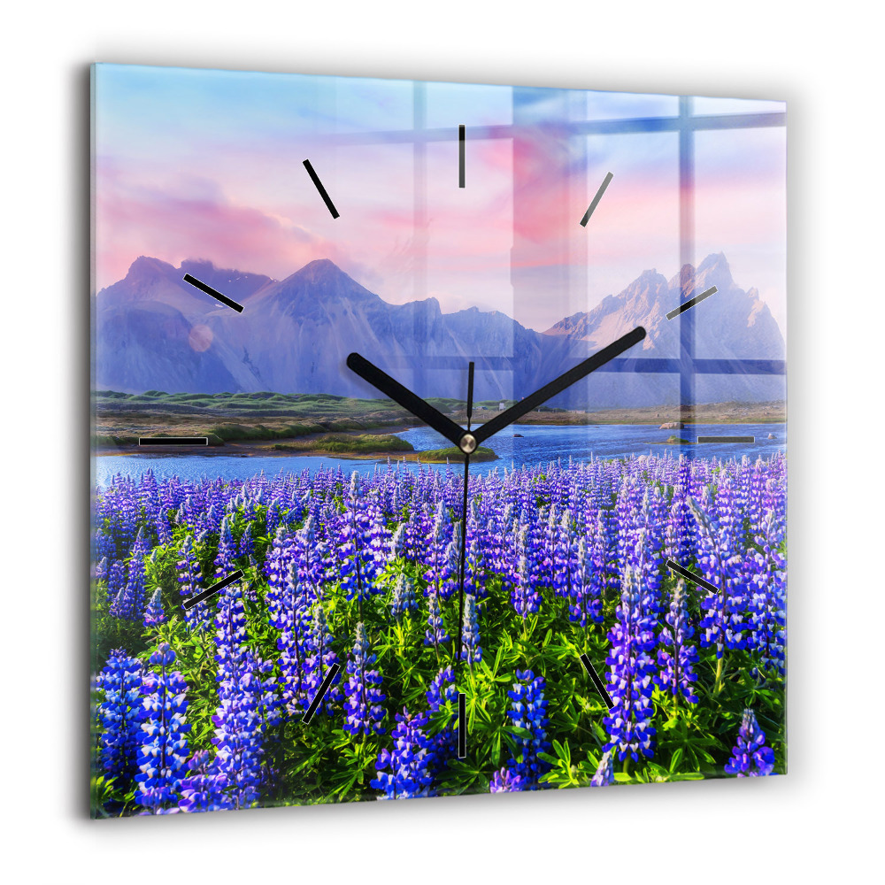Szögletes fali üvegóra 60x60 Hegyi kilátás Izland