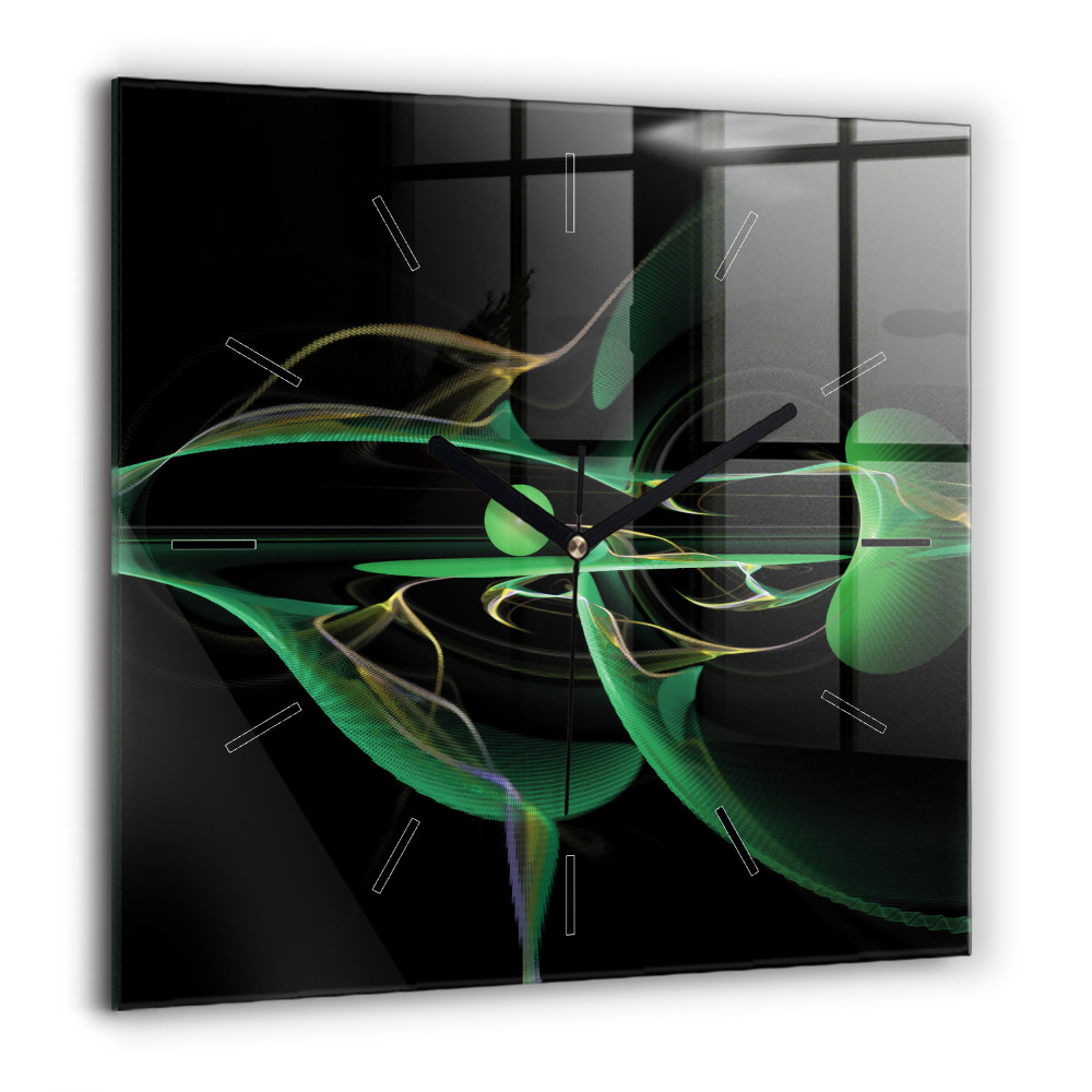 Szögletes fali üvegóra 60x60 Zöld absztrakció