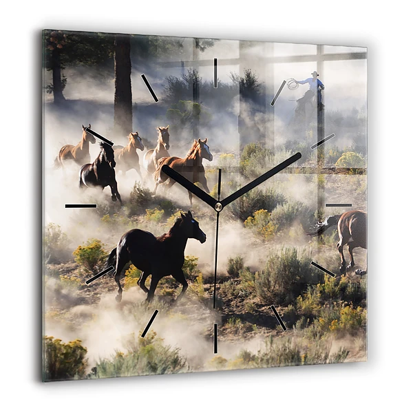 Szögletes fali üvegóra 60x60 Száguldó lócsorda
