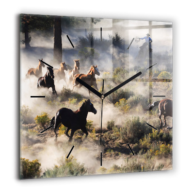 Szögletes fali üvegóra 60x60 Száguldó lócsorda