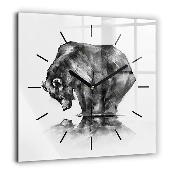 Négyzetes üvegóra 60x60 Rajzoló medve