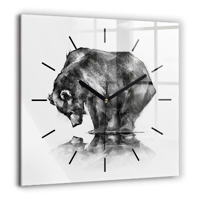 Négyzetes üvegóra 60x60 Rajzoló medve