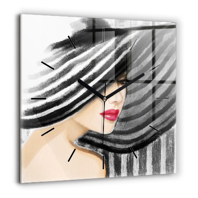 Szögletes fali üvegóra 60x60 Nő fekete-fehérben