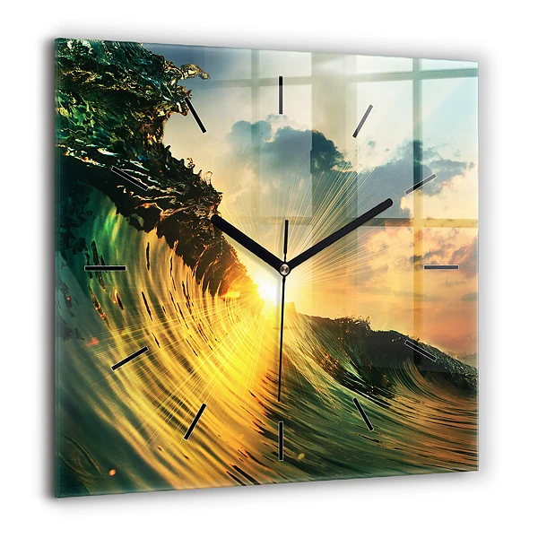 Szögletes üvegóra 60x60 Hullám perspektíva naplemente